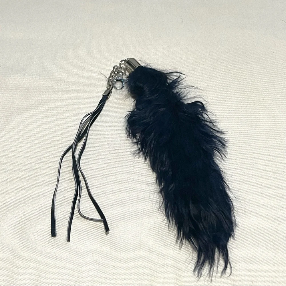 NWT NEW Navy Blue Feathery Soft Key Chain Key Holder